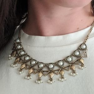 White & Gold Statement Necklace